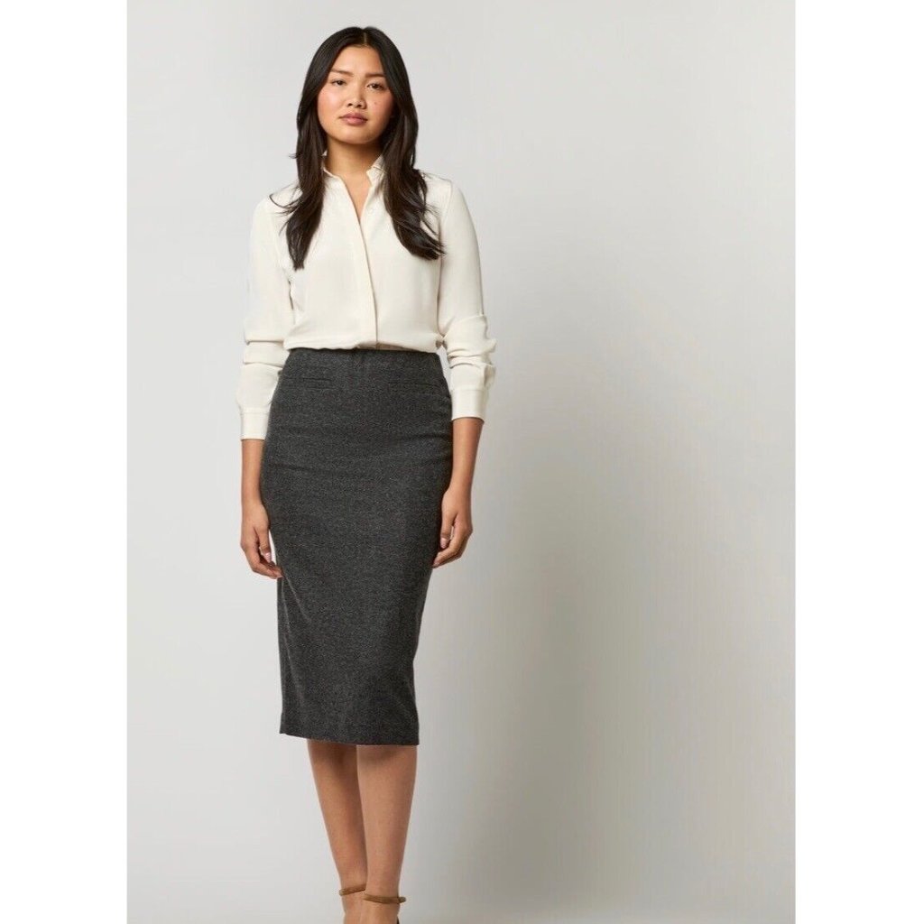 Ann Mashburn Charcoal Gray Textured Pencil Skirt